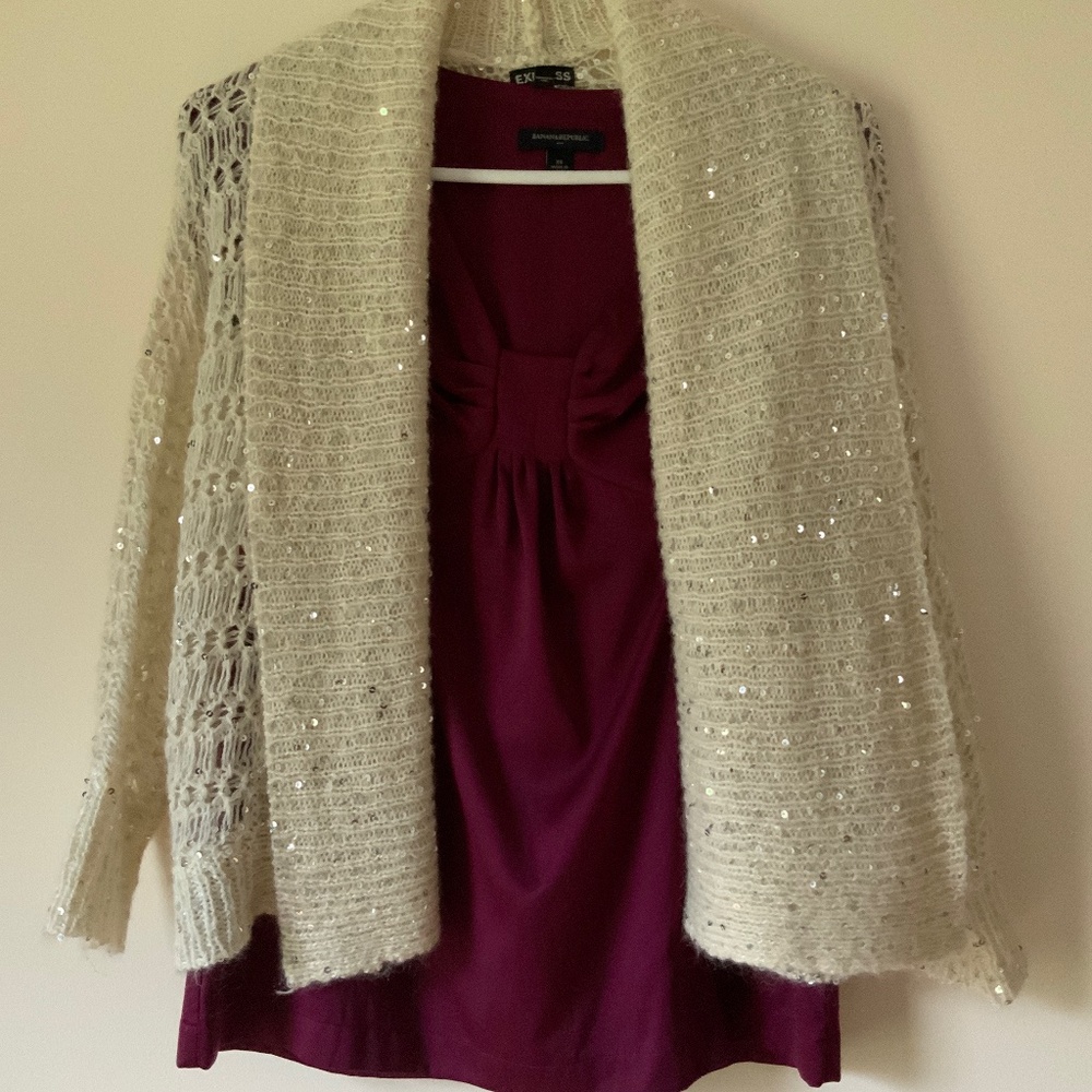 Express white cardigan